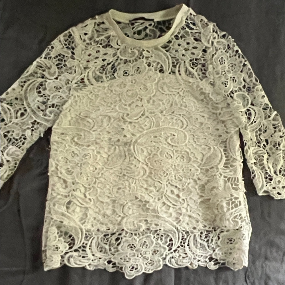 Zara Cream Lace Blouse Holidays
